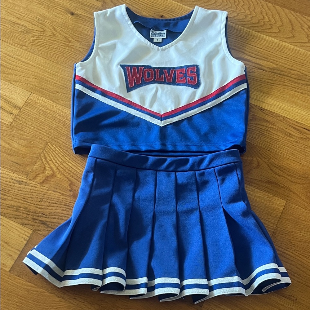Wolves Blue and White Cheerleading Uniform